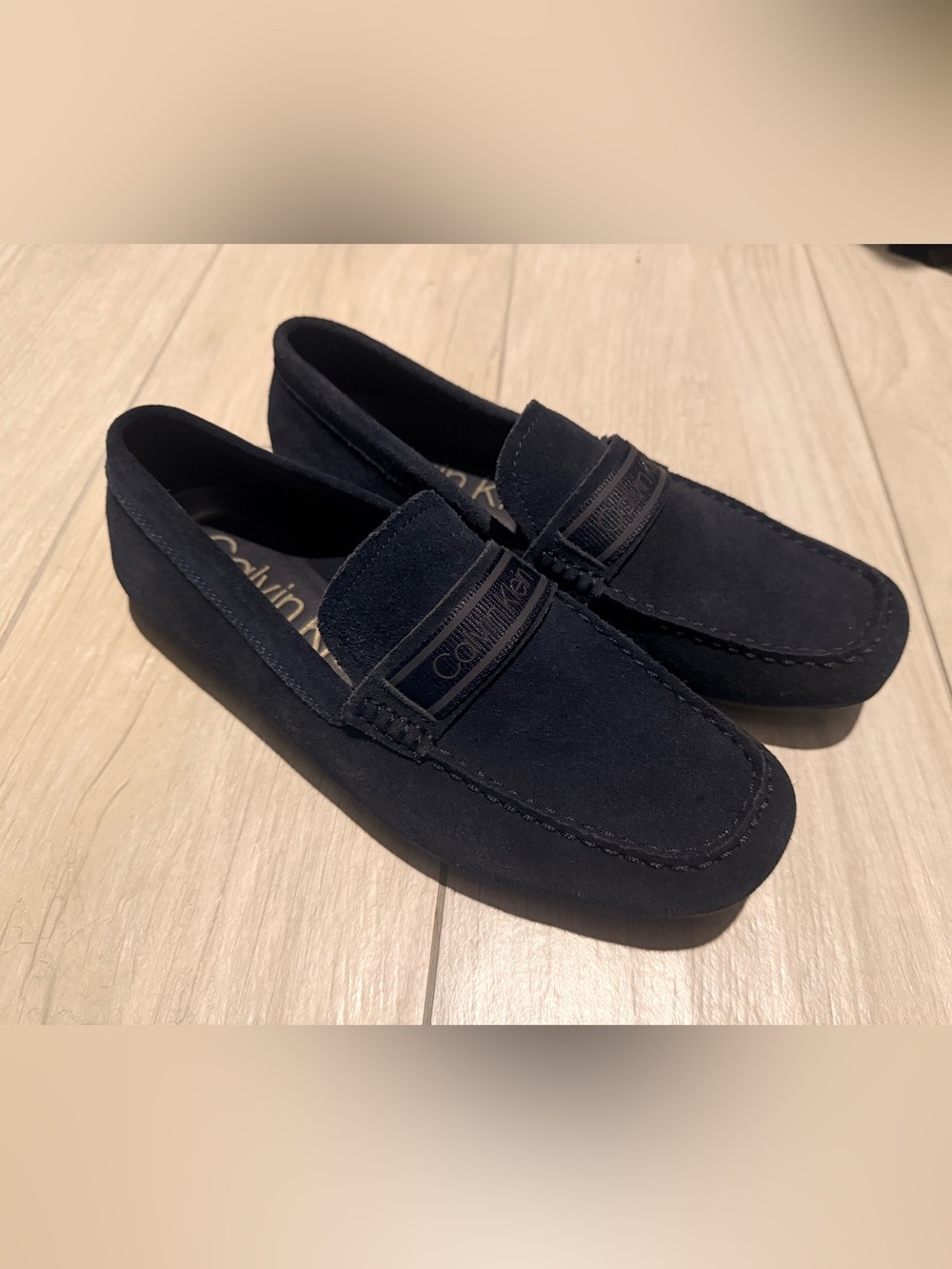 Calvin Klein Men's Navy Suede Penny Loafers